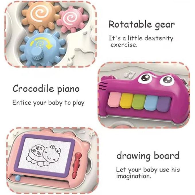 Pink Baby Walker with Magnetic Drawing Board & Piano