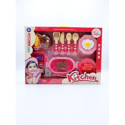 Pink Kitchen Cooking Playset with Utensils & Play Food