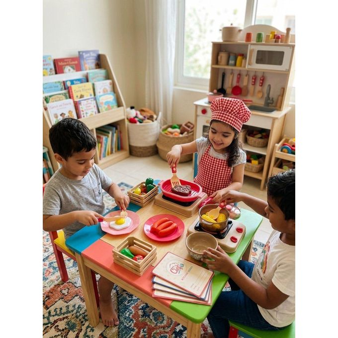 Pink Kitchen Cooking Playset with Utensils & Play Food