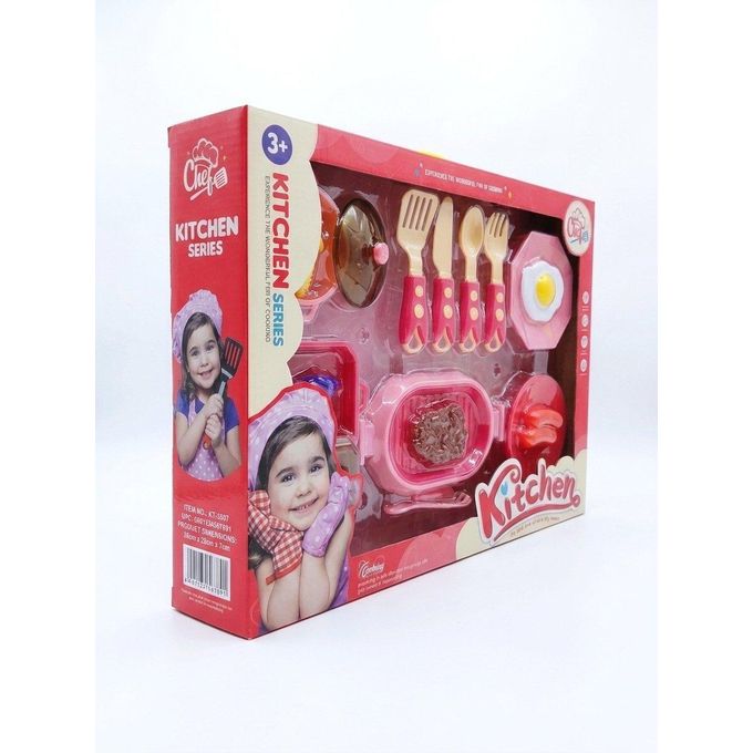 Pink Kitchen Cooking Playset with Utensils & Play Food