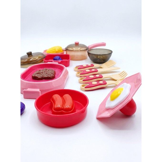 Pink Kitchen Cooking Playset with Utensils & Play Food