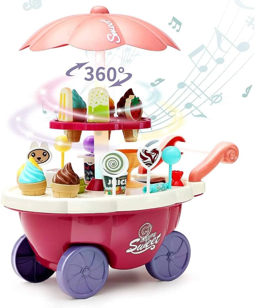 Ice Cream & Candy Cart Playset with Lights & Music