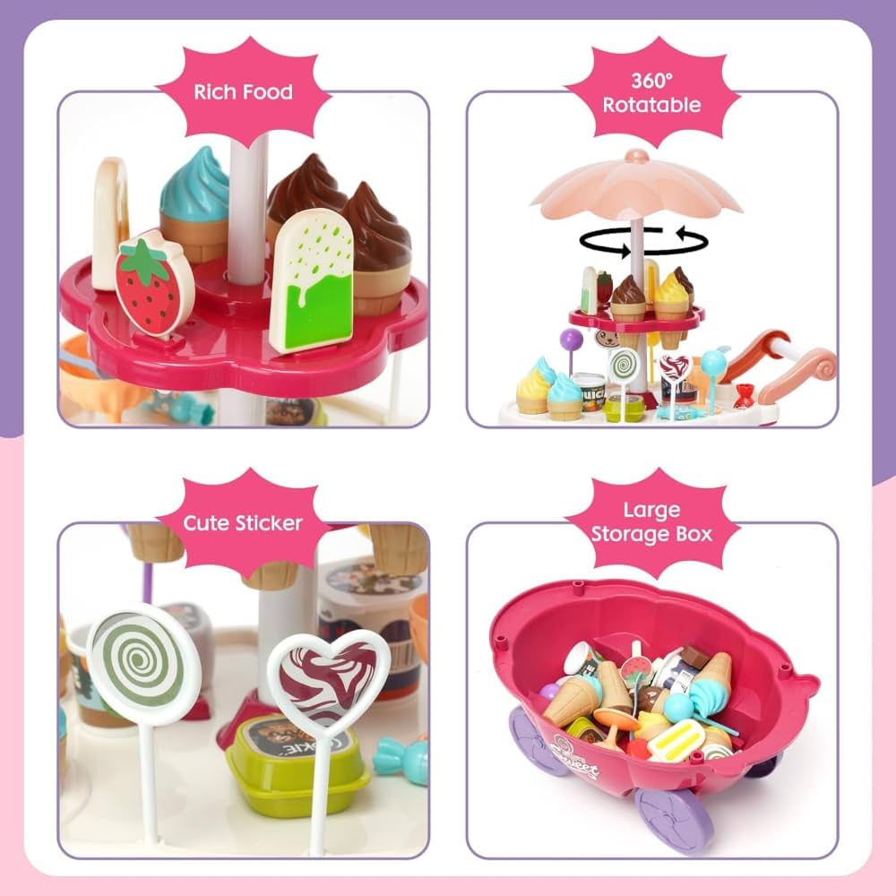 Ice Cream & Candy Cart Playset with Lights & Music