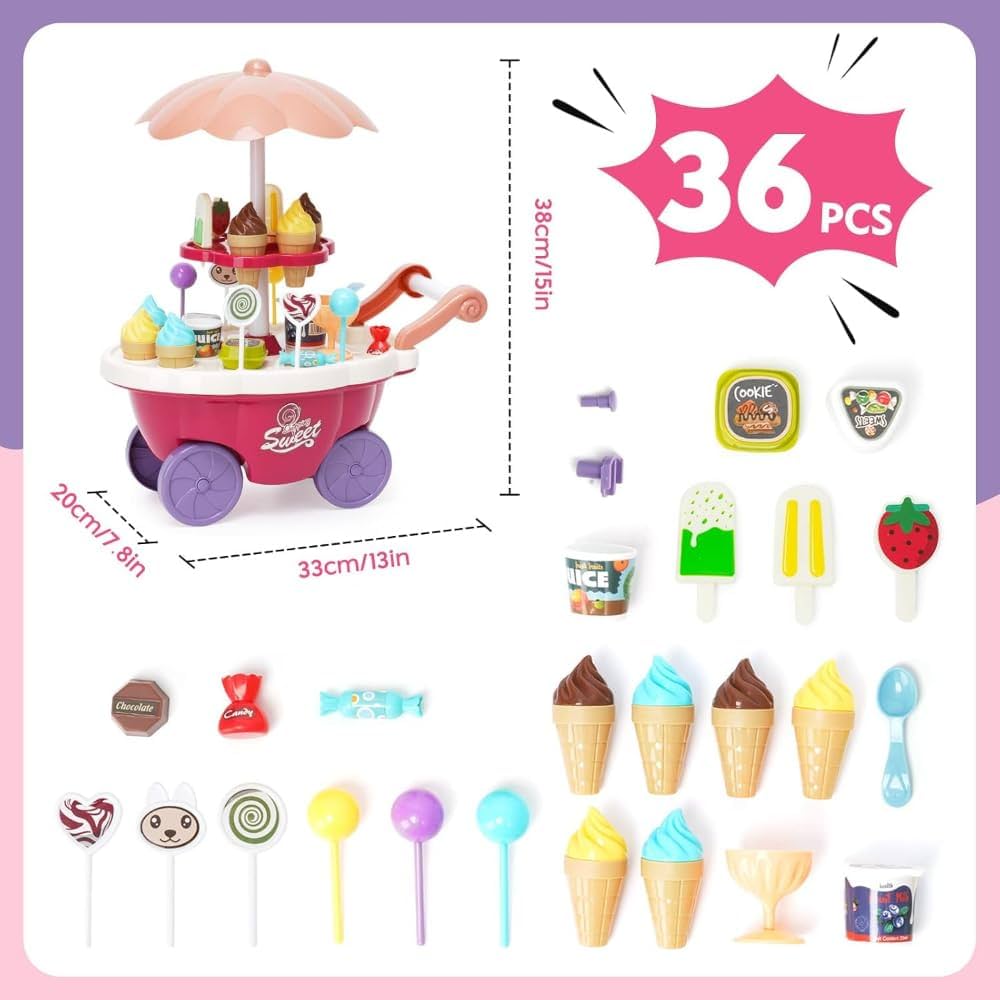 Ice Cream & Candy Cart Playset with Lights & Music