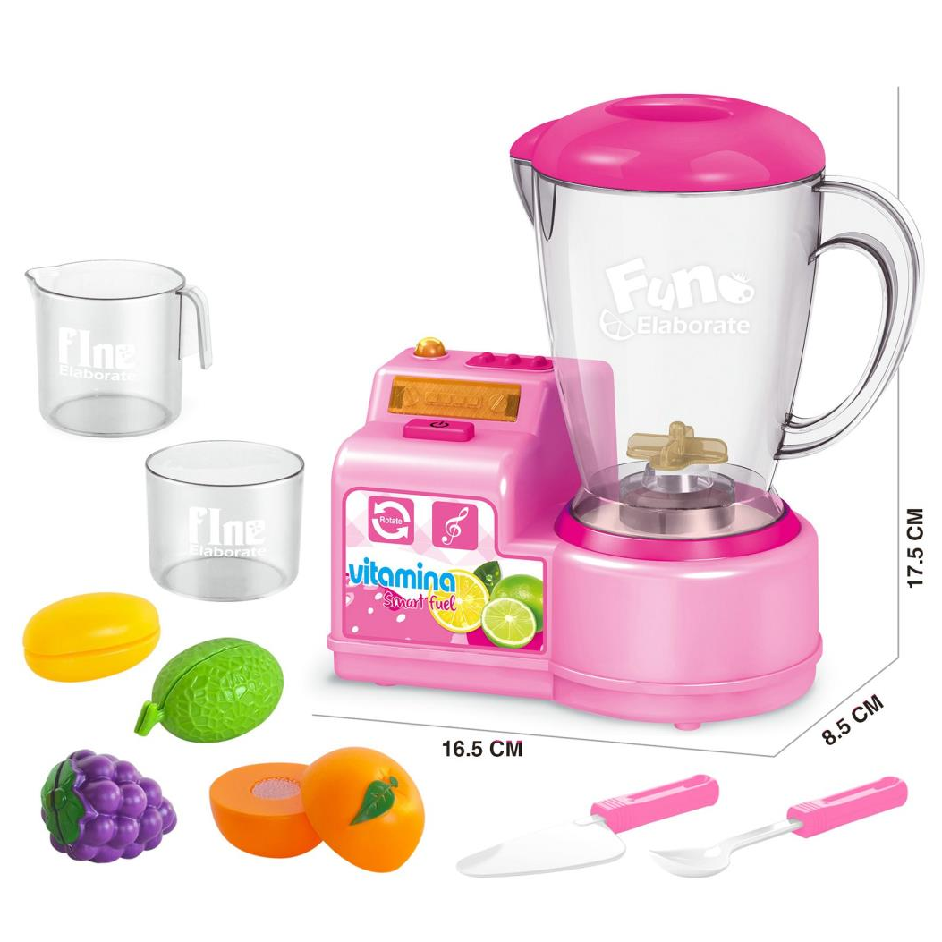 Happy Kitchen Pink Toy Blender Set with Cups & Play Fruits