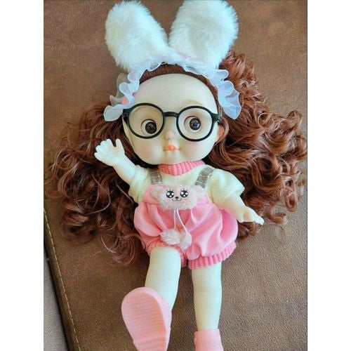 Cute Curly Hair Doll with Glasses