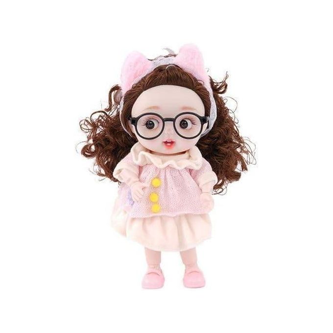 Cute Curly Hair Doll with Glasses