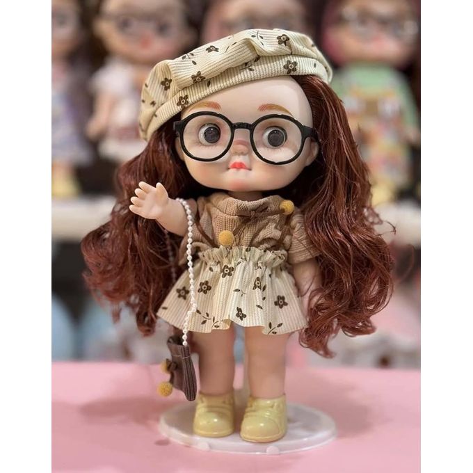 Cute Curly Hair Doll with Glasses