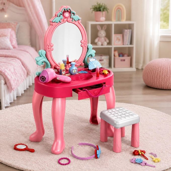 Princess Dressing Table Vanity with Stool & Accessories – 31 Pieces