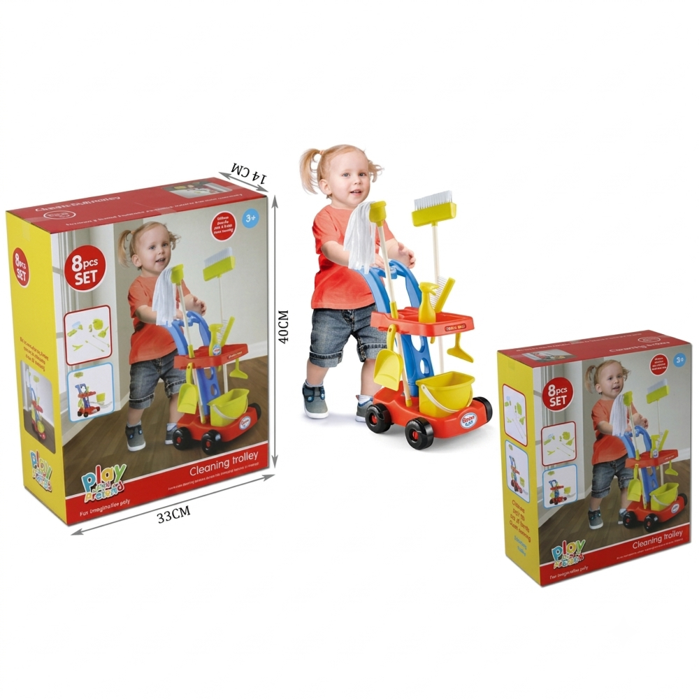 Kids Cleaning Trolley Set – 8 Pieces