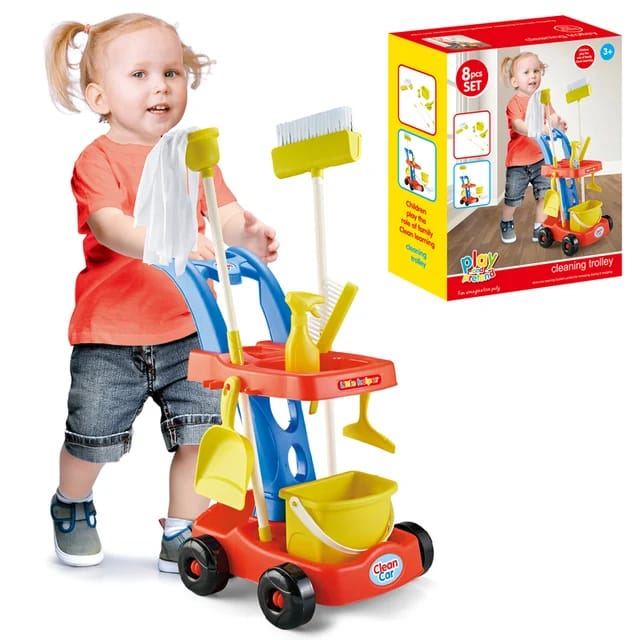 Kids Cleaning Trolley Set – 8 Pieces