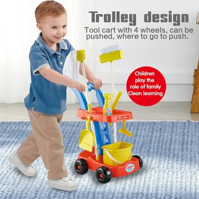 Kids Cleaning Trolley Set – 8 Pieces