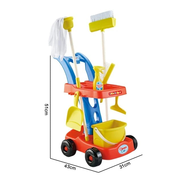 Kids Cleaning Trolley Set – 8 Pieces