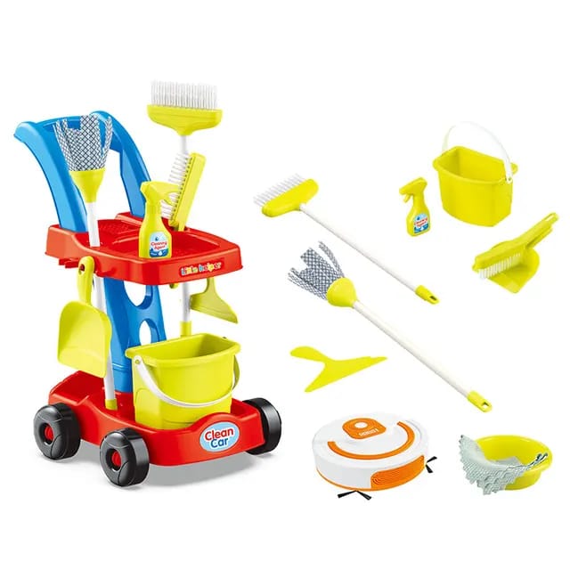 Kids Cleaning Trolley Set – 8 Pieces