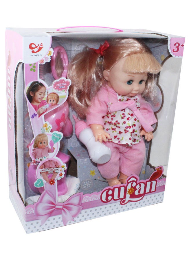Baby Doll That Drinks & Wets with Potty, Bottle & Accessories