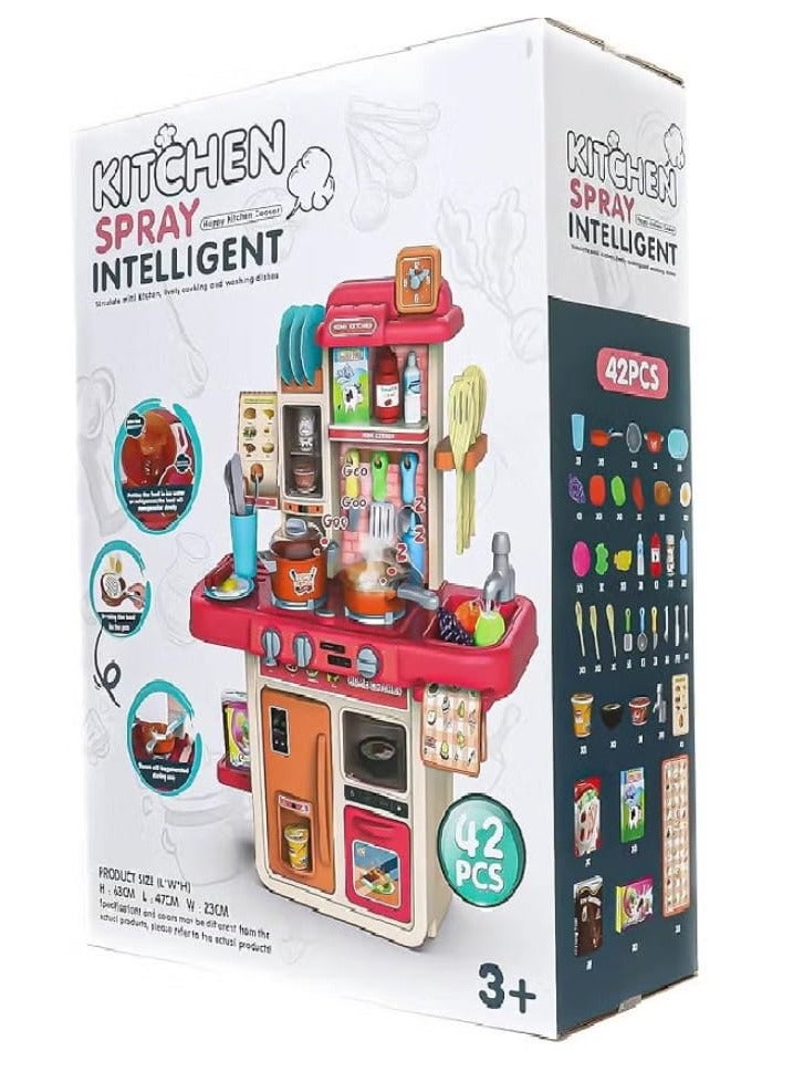 Intelligent Spray Kitchen Playset with Water & Lights – 42 Pieces
