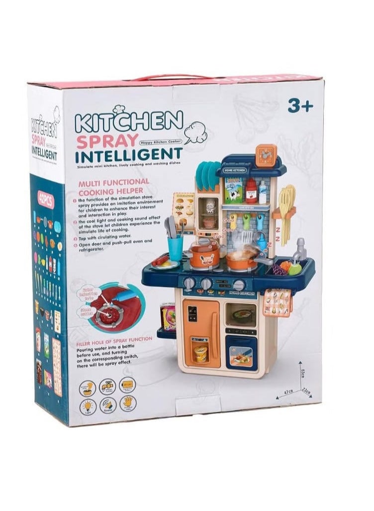 Intelligent Spray Kitchen Playset with Water & Lights – 42 Pieces