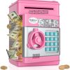 Electronic Piggy Bank for Kids, Money Bank with Password/Music Cute Mini ATM Piggy Bank Coin Can,Auto Scroll Cash Safe Box, Great and Practical Birthday Gifts for Boys & Girls (Rose Pink)