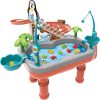 Fishing Game Water CirculatingToy Fishing Set Pink Kids Kitchen Playset Preschool Learning Toys for Floating Fish Toddler Color Ocean Sea Animals Age 3 4 5 6 Year Old